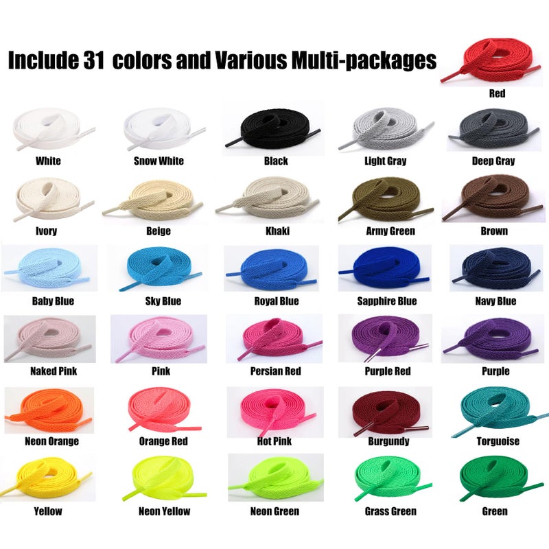 Handshop Flat Shoelaces 5/16" - Shoe Laces Replacements For Sneakers and Athletic Shoes Boots White 137cm - Image 3